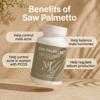 ML Saw Palmetto - Hormonal Acne &amp; Hair Support | DHT Blocker Supplement for Women &amp; Men - ML Aesthetic Clinic